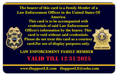 2025 FAMILY MEMBER of Law Enforcement Acknowledging Card